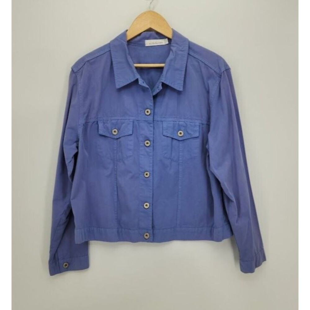Cut Loose Womens Denim Style Twill Jacket Blue Size Large Made in USA